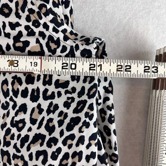 Chicos No Iron Button Up Blouse Animal Print Sz 2 (Large) 100% Cotton Mature - Picture 5 of 7
